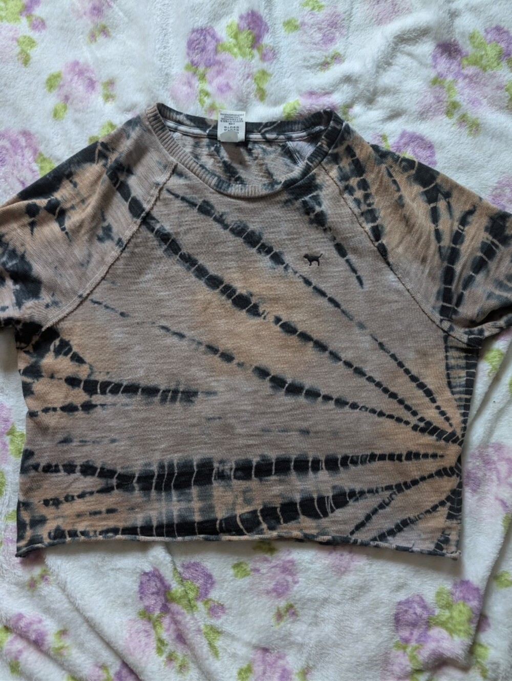 PINK Tie-Dye Cropped Tee in Brown and Black